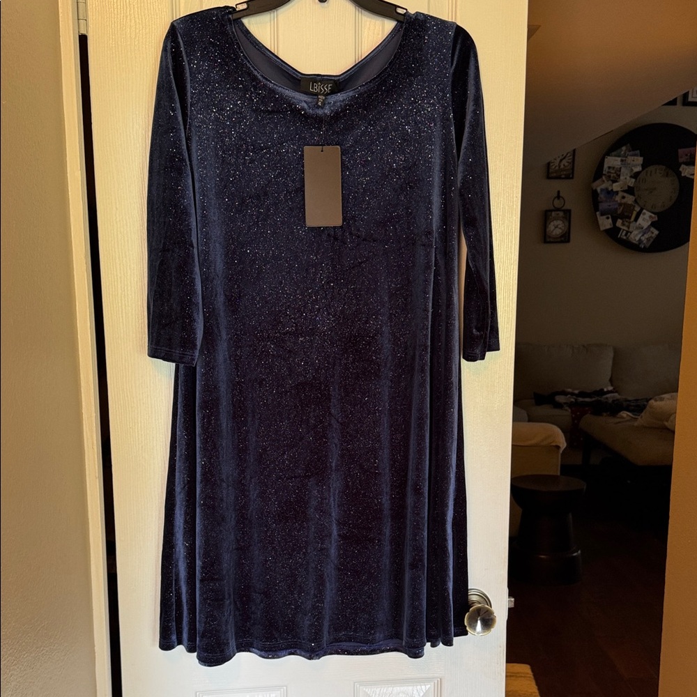 Luxe Midnight Blue Sparkle Dress